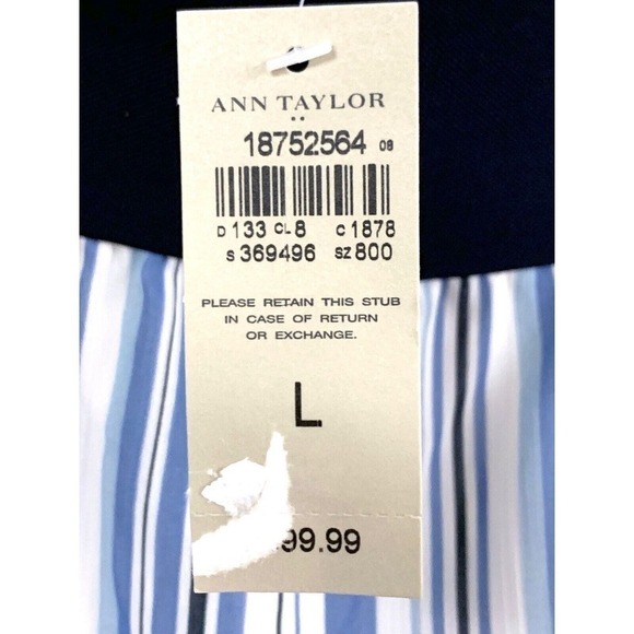 ANN TAYLOR maxi skirt lightweight L NWT $99 Blue White Stripes Summer Lined - Picture 4 of 5